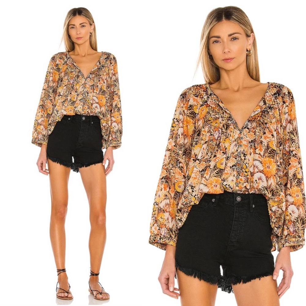 FREE PEOPLE Cool Meadow Midnight Combo Blouse